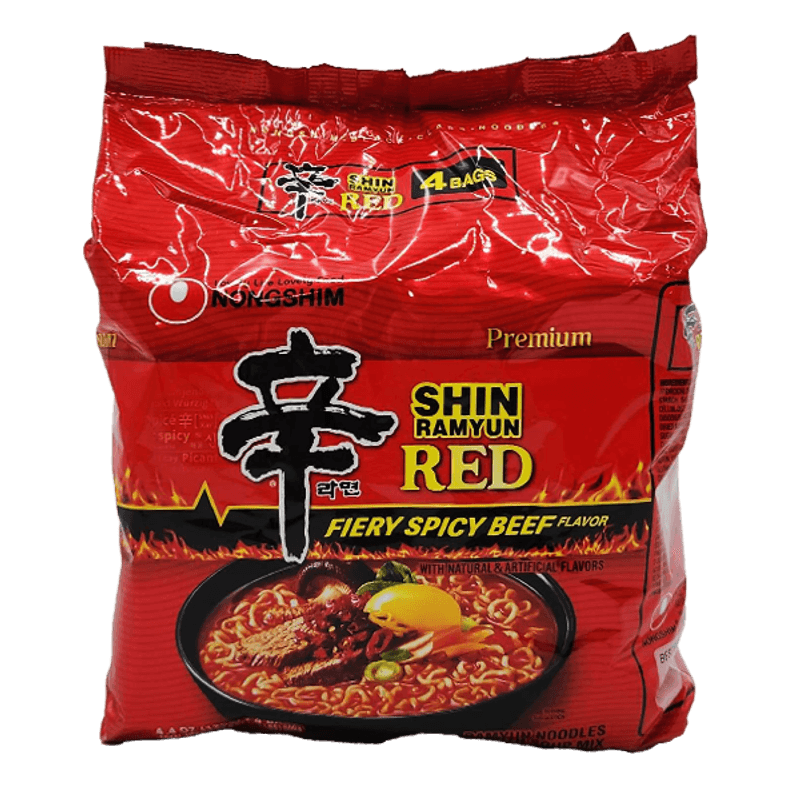 Nongshim Shin Red Spicy Beef Ramen (4 Pack)