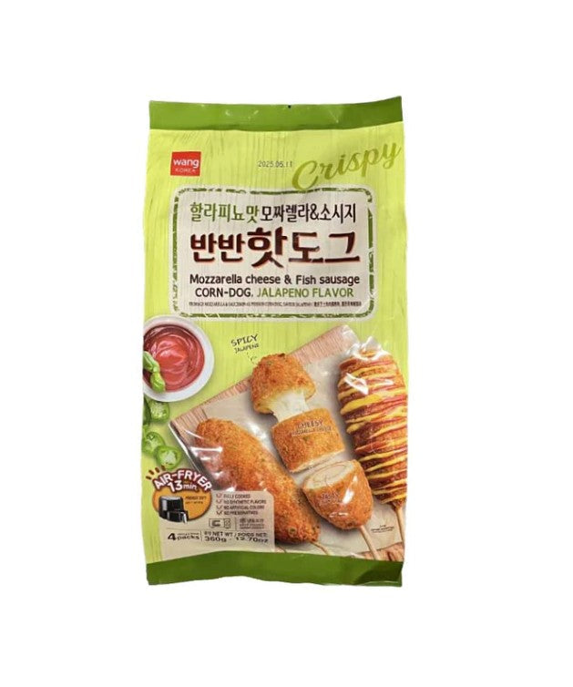 WANG KOREA Mozzarella Cheese & Fish Sausage Corn-Dog. Jalapeño Flavour