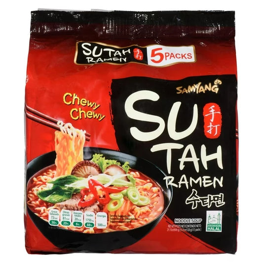 Samyang Sutah Ramen Hot & Spicy Flavor Noodle Soup (5 Packs)