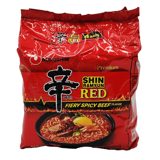 Nongshim Shin Red Spicy Beef Ramen (4 Pack)